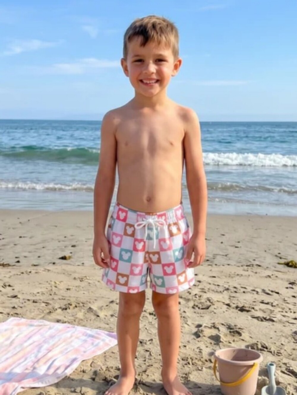 Sweet P Baby Co Mickey Swimsuit Shorts Unisex Boy Girl Size 6 7 Tie Waist Adj - Picture 4 of 14